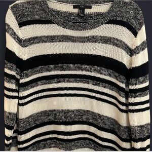 Women’s Acrylic Black and White Striped Sweater